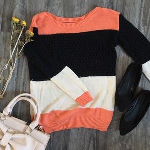 Tri Colored Light Weight Sweater